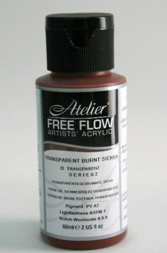 60ml Transparent Burnt Sienna acrylic paint, vibrant and fluid, perfect for blending, layering, and mixed media art.