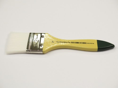Das S8015 White Nylon Flat 2" Artist Brush with durable bristles for smooth, even paint coverage and comfortable grip.