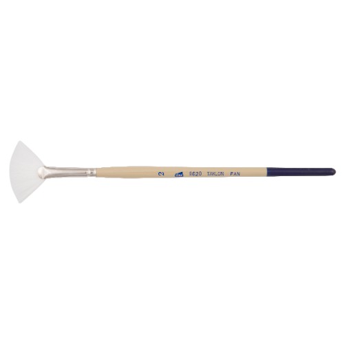 White Taklon Fan Brush S9620 #2 for watercolor and acrylic; ideal for blending, shading, and creating textures.