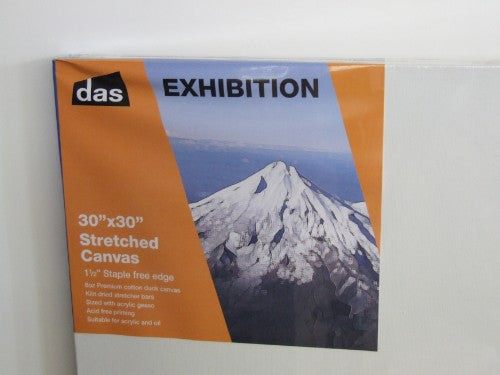Das Exhibition 1.5 Artist Canvas, 30x30 inches, ideal for oil, acrylic, mixed media; durable, warp-resistant, acid-free primed surface.