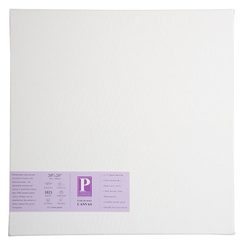1.5 Professional Heavy Duty Canvas, 20x20 inches, crafted from 100% cotton, triple primed for vibrant artwork durability.