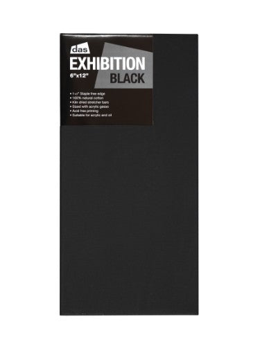 Das Exhibition Black 1.5 Canvas (6x12 inches), ideal for oil and acrylic painting with durable, triple-primed surface.