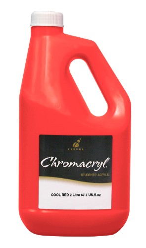 Chromacryl 2lit Cool Red Acrylic Paint, vibrant non-toxic paint for artists, ideal for various surfaces and artistic techniques.