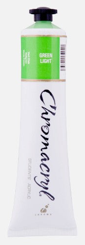 75ml tube of Chromacryl green light acrylic paint, perfect for school projects and creative activities.