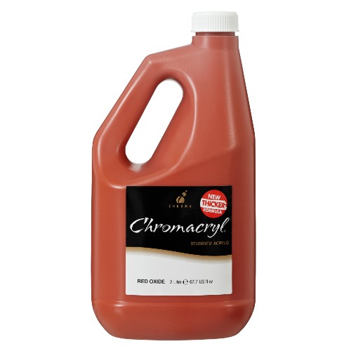 2-liter jug of Chromacryl Red Oxide acrylic paint for artists, offering vibrant color and smooth application.
