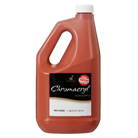 2-liter jug of Chromacryl Red Oxide acrylic paint for artists, offering vibrant color and smooth application.