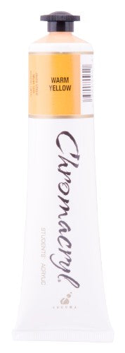 Vibrant 75ml Warm Yellow Acrylic Paint by Chromacryl, ideal for art projects and safe for classroom use.
