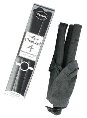 Coates Willow Charcoal Extra Thick sticks for sketching, providing rich textures and vibrant lines for artists.