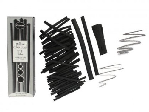 High-quality willow charcoal sticks (7-12mm) for detailed drawings and expressive sketches, perfect for artists of all levels.