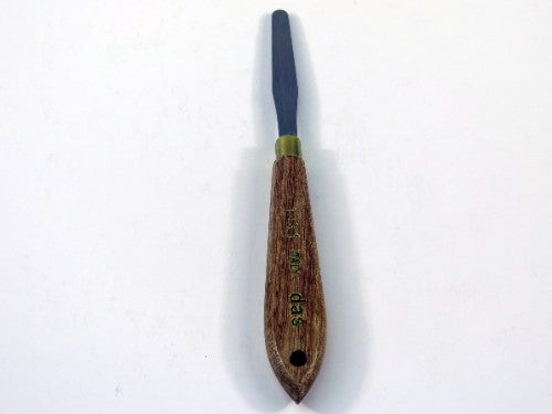 Das 1331 Palette Knife with cranked handle, crafted in Italy, ideal for precision painting and mixing colors.