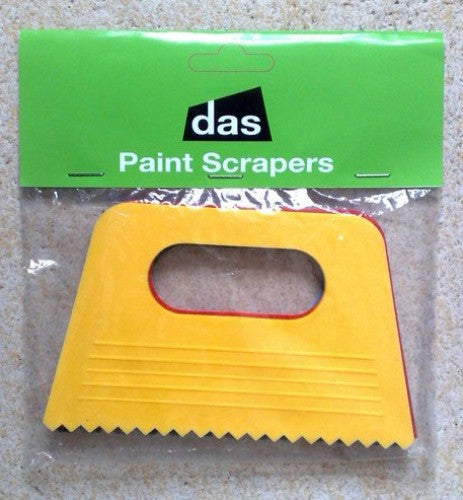 Set of 4 durable plastic paint scrapers for versatile painting and texturing, suitable for acrylic and oil mediums.
