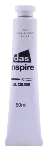 Premium 50ml Titanium White oil paint, ideal for vibrant highlights and smooth application in any artistic technique.