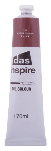 Das Inspire Oil 170ml in Burnt Sienna, perfect for vibrant landscapes and portraits, ideal for beginners.