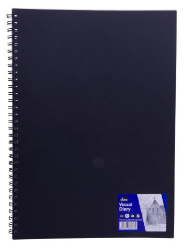 A3 Das Visual Diary with 60 sheets of premium 110gsm drawing paper, perfect for sketching and mixed media.