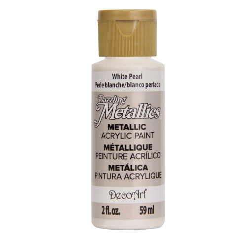 Acrylic paint in White Pearl, featuring a stunning metallic finish for arts, crafts, and home décor projects.