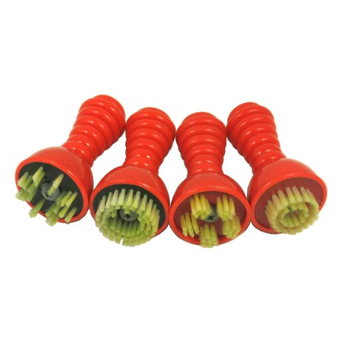 Set of four creative brushes with red easy-grip handles, perfect for children's painting and dough crafting projects.