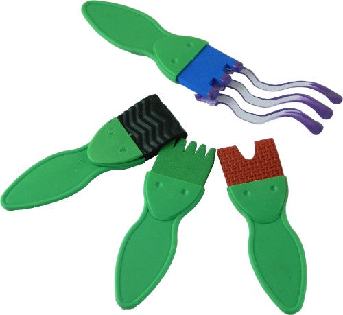 Kids painting tools set with four unique effect tools for creating patterns and textures, enhancing creativity and motor skills.