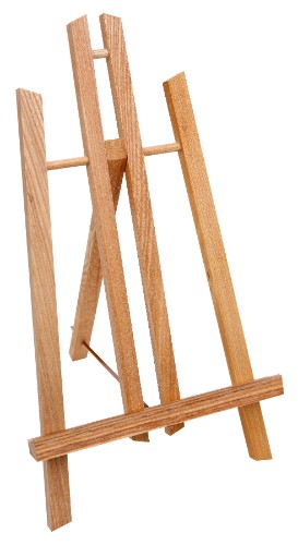 Mini A-Frame Display Easel made of durable elm wood, perfect for showcasing photos and small artworks up to 30 cm in height.