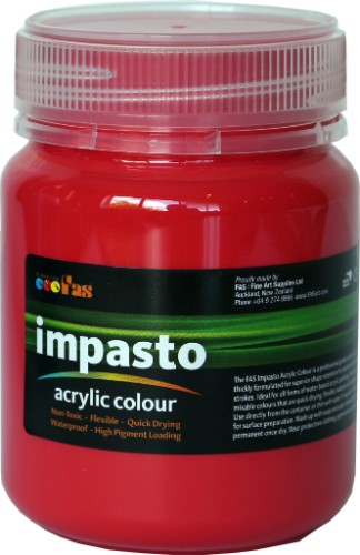 Fas Impasto Acrylic paint in vibrant crimson, ideal for textured artwork and bold artistic expression.