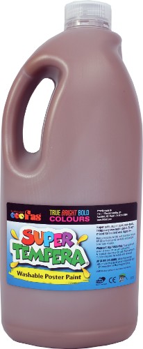 Fas Super Tempera 2ltr Umber paint, non-toxic, vibrant colors, perfect for large-area painting and art education.