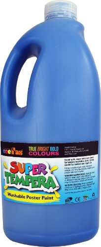Fas Super Tempera 2ltr Blue paint, non-toxic and vibrant for safe creative projects, perfect for classrooms and art education.