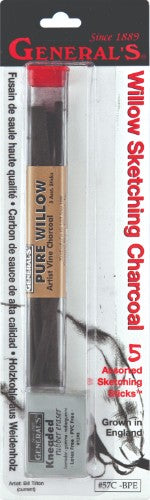 Five artist-quality willow charcoal pieces for sketching with rich tonal variations and flexible blending for detailed drawings.
