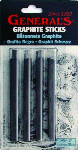 Premium 4-piece compressed graphite set for artists, featuring multiple hardness levels and versatile shapes for detailed drawing.