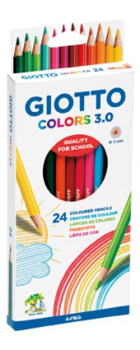 Giotto Colors 3.0 Pencils Box of 24, vibrant colors, eco-friendly FSC-certified wood, and robust 3 mm lead for artists.