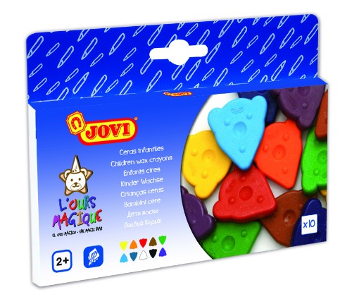 Jovi Wax Crayon Magic Bear 10s set of vibrant, non-toxic crayons designed for young artists, easy to hold and use.