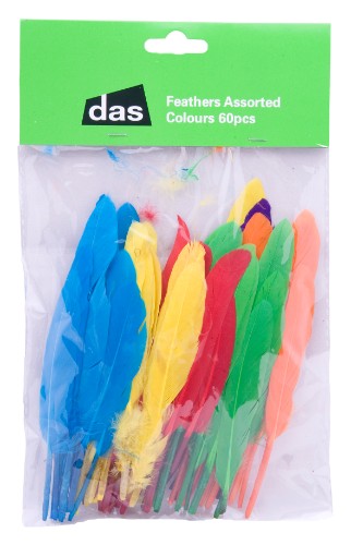 Craft - 60pc Feathers Assorted Colours
