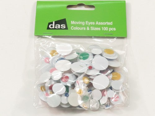 Assorted moving googly eyes in vibrant colors and sizes, perfect for creative crafts and projects.