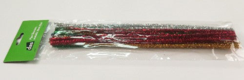 Shiny metallic pipe cleaners, 30cm long, pack of 25, perfect for crafting and DIY projects.