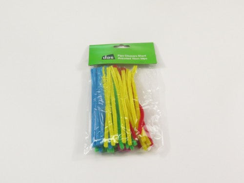 Pack of 50 assorted 15cm pipe cleaners in vibrant colors, perfect for creative DIY projects and kids' crafts.