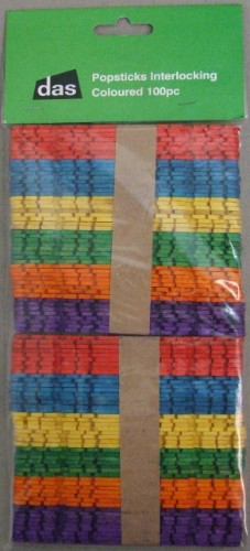 Vibrant 100pc interlocking colored popsticks for creative crafts, promoting creativity and motor skills in children.