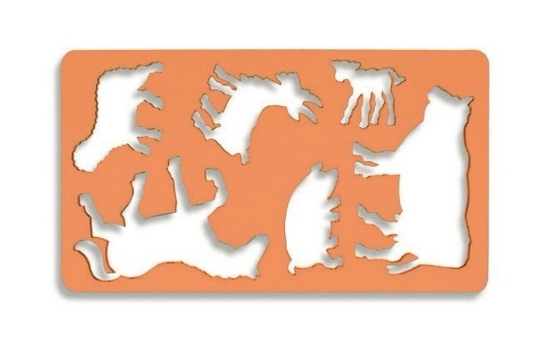 Artist stencil set featuring farm animals like cows, pigs, and sheep for creative drawings and crafts.