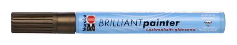 Copper marker with 2-4mm tip for vibrant, glossy finishes on various surfaces; fast-drying and weatherproof.