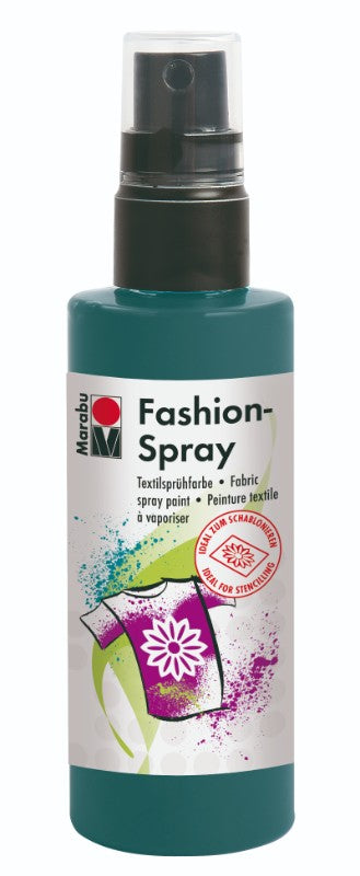 Vibrant Petrol fabric spray for customizing textiles like T-shirts and cushions, ideal for creative projects.