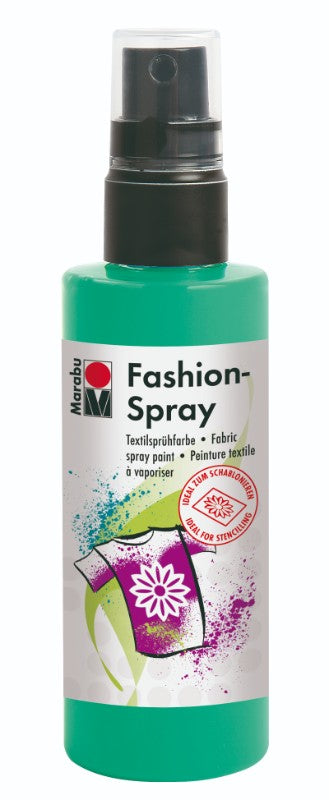 Marabu Fashion Spray in vibrant Apple color, perfect for creating custom designs on light-colored fabrics.