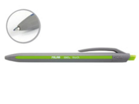 Milan P1 Touch Gel Pen in green with ergonomic grip and smooth 0.7mm tip for precise, neat writing.