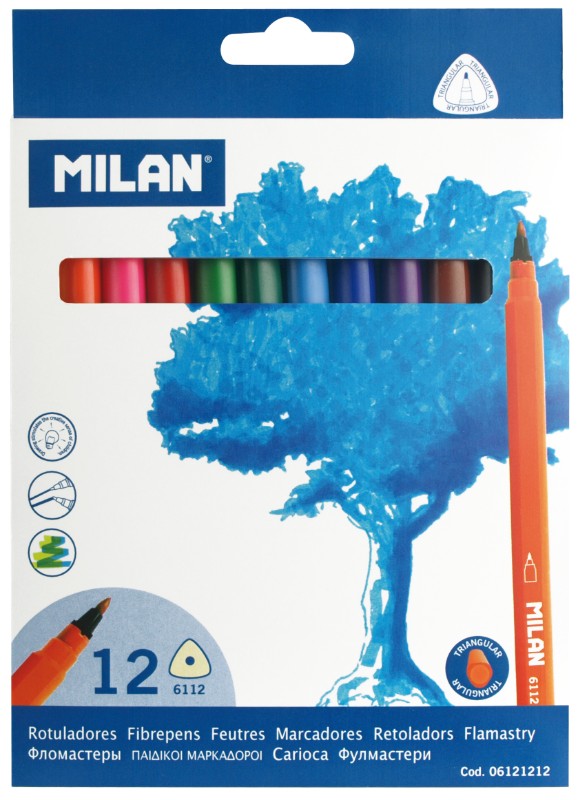 Felt Pens - Milan Fibrepens Supertip Set Of 12