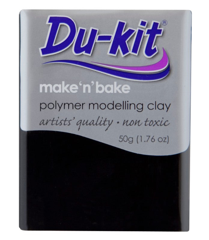Du-Kit 50g Black Modelling Clay, perfect for creating intricate art and durable sculptures, suitable for all skill levels.