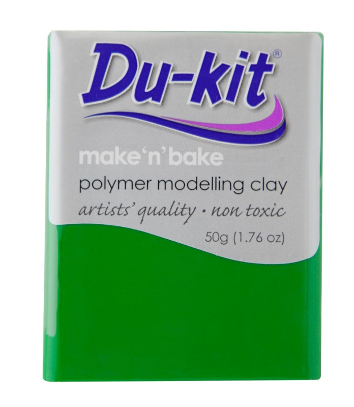 Du-Kit 50g green modelling clay for versatile crafting, easy to shape, non-toxic, oven-bake compatible for lasting creations.