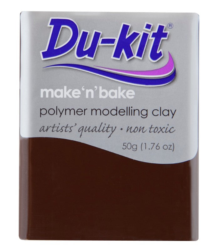 Du-Kit 50g Dark Brown Modelling Clay for versatile arts and crafts, ideal for all ages, non-toxic and oven-bake durable.