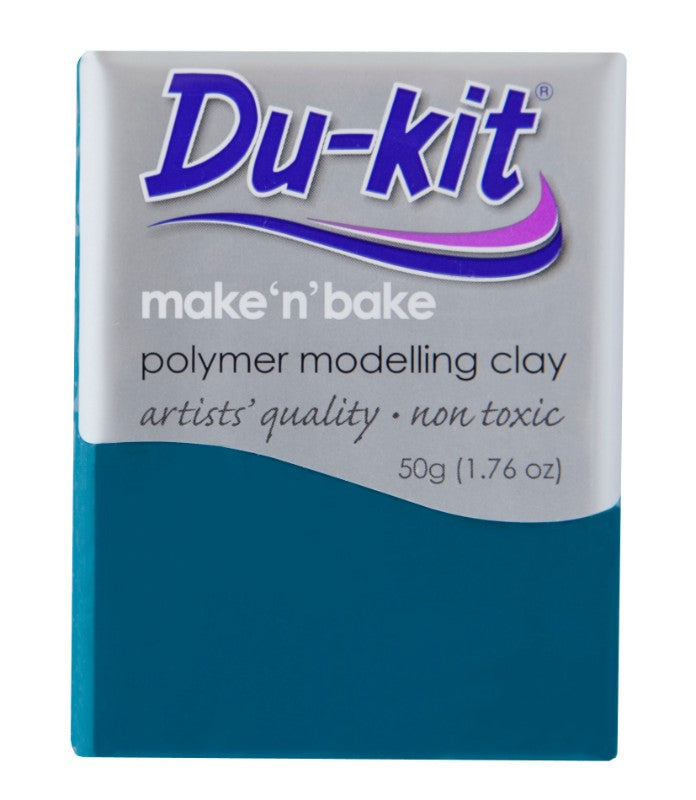 Du-Kit 50g modelling clay in vibrant 63 Teal, perfect for crafting and creating intricate models and decorations.
