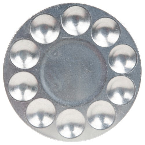 Metal 10 Well Palette featuring ten spacious wells for mixing and blending various makeup products.