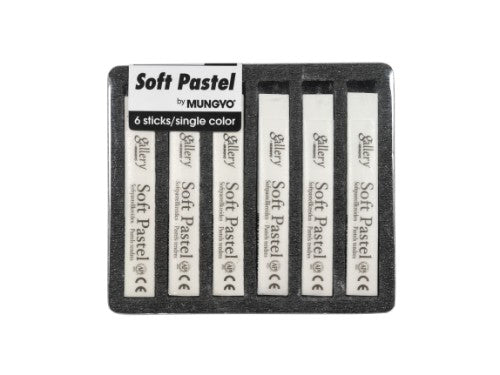 Mungyo square white pastels (Pk6) for smooth application and versatile use in various art projects.