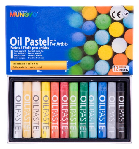 Artist Oil Pastel Set with 12 vibrant, fade-resistant colors for smooth application and versatile techniques.