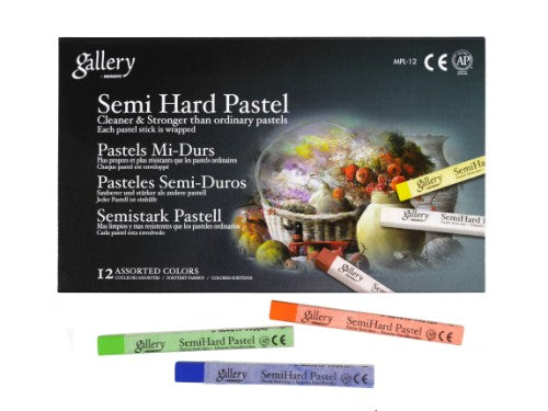 Artist Pastel Set with 12 semi-hard pastels for vibrant colors, blending, and minimal mess, ideal for all artists.