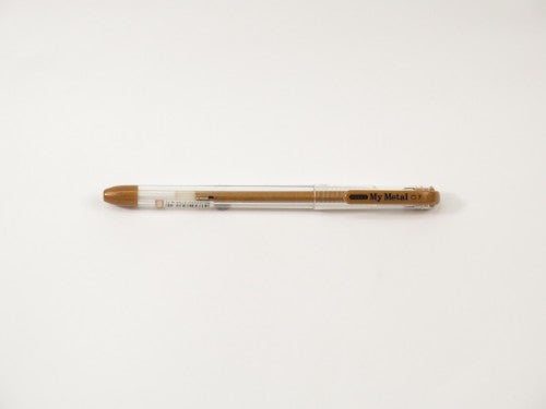 Stylish bronze pen with 0.7mm gel ink, perfect for vibrant writing and detailed art on dark paper.