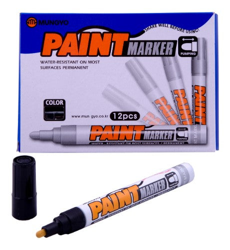 Mungyo Paint Marker Black, versatile oil-based marker for vibrant, non-transparent designs on various surfaces.